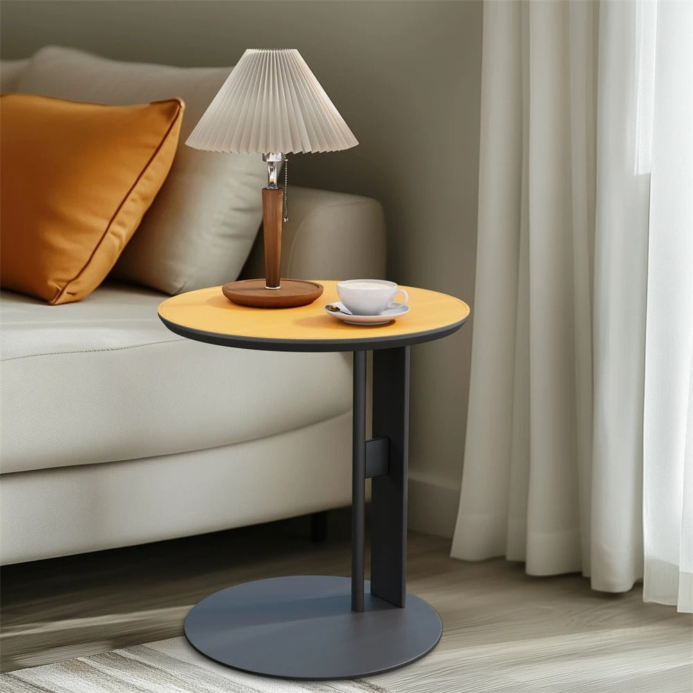 Modern Minimalist Colorblock Saddle Leather End Table Side Ta