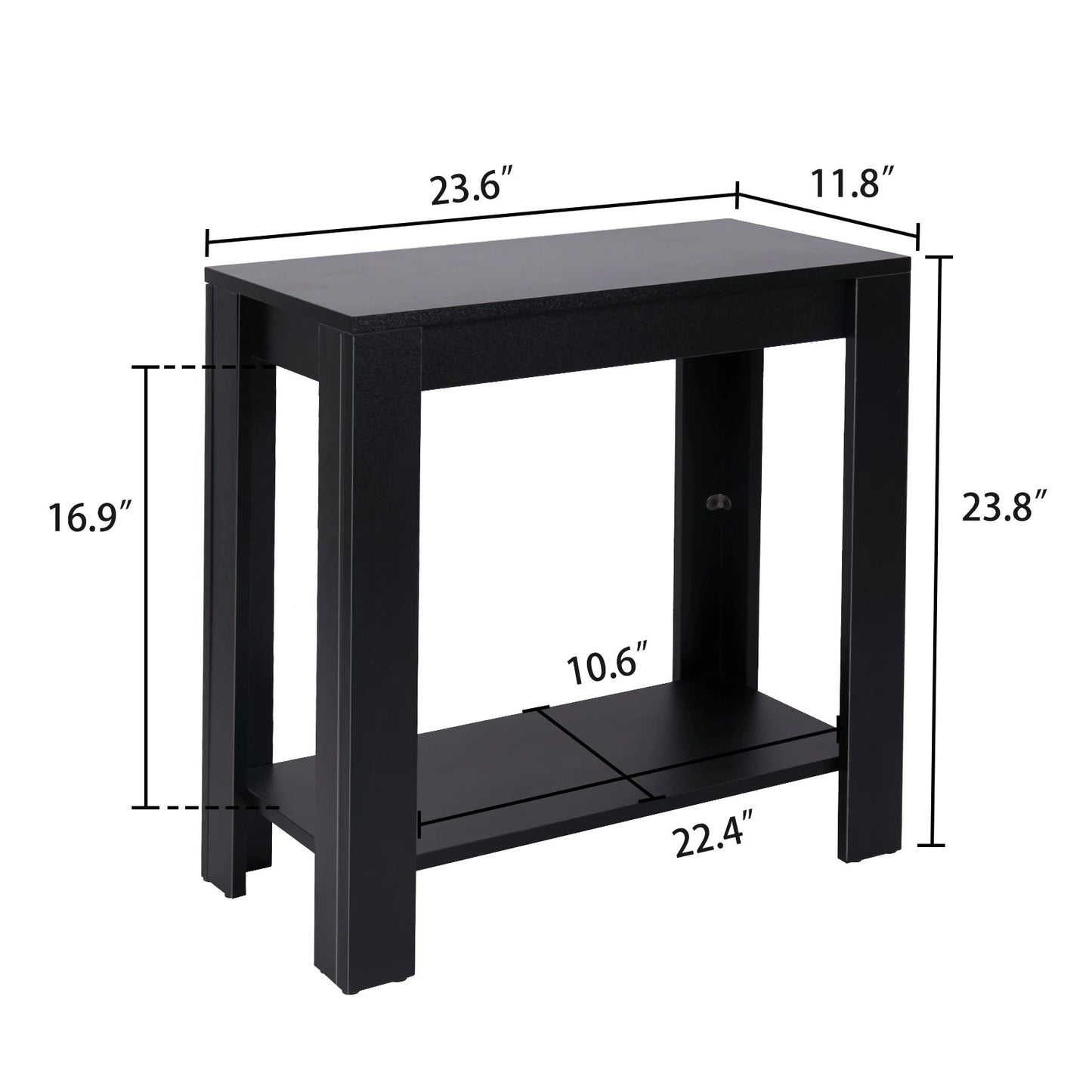 Modern Black Coffee Table Small Wood Narrow Sofa Side