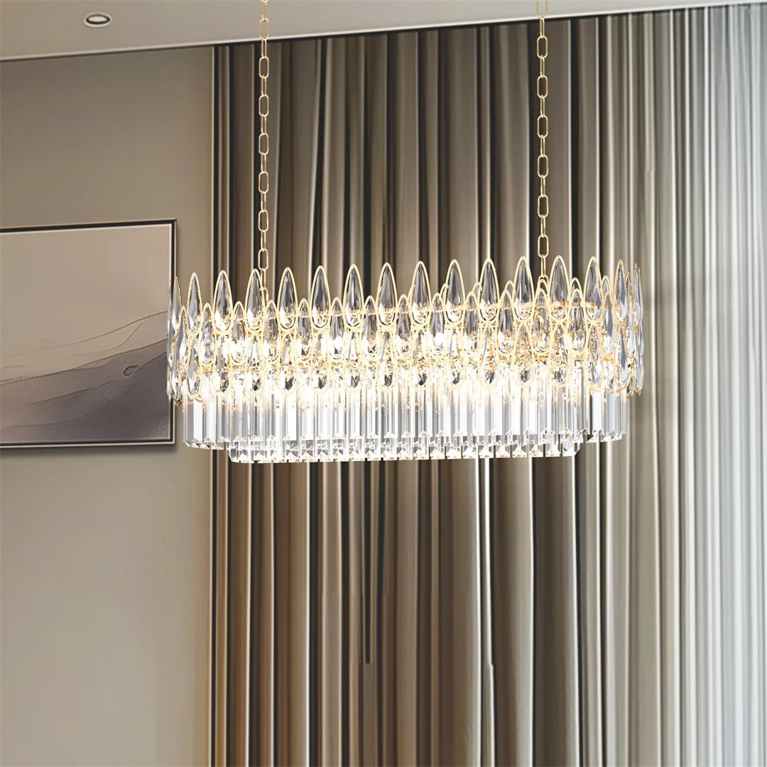 Modern Rectangular Crystal Raindrop Chandelier – Pendant Ceiling Light Fixture for Elegant Interiors