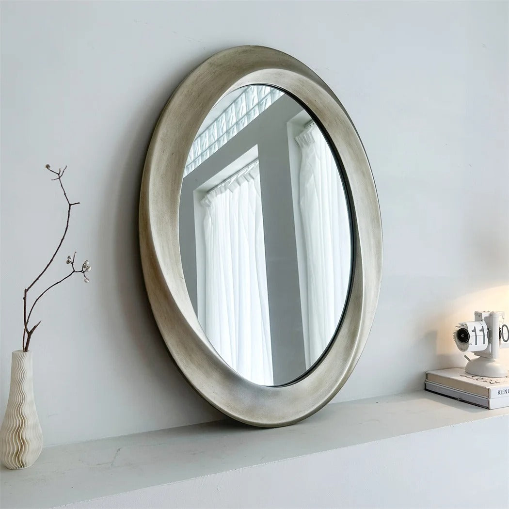 Antique Baroque Gold Oval Wall Mirror – Beveled Decorative Accent Mirror for Living Room, Bedroom & Entryway