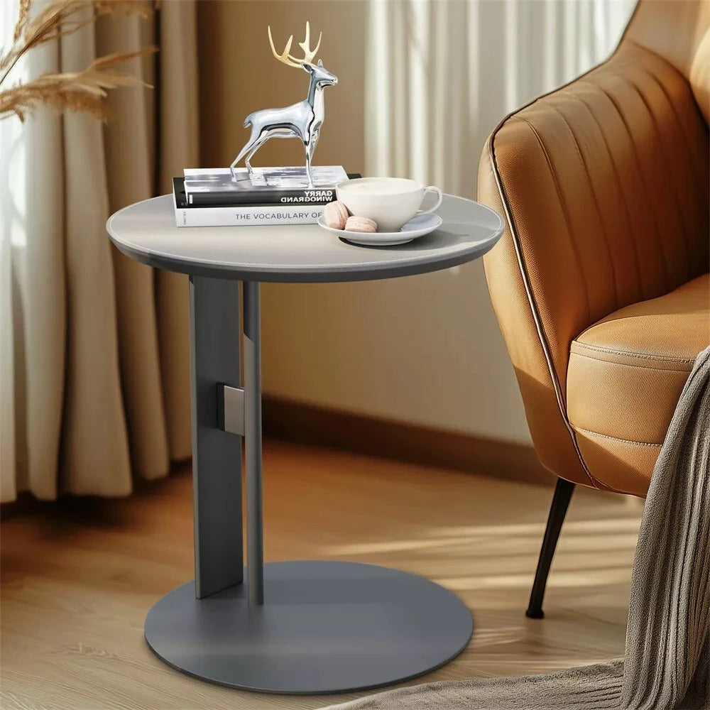 Modern Minimalist Colorblock Saddle Leather End Table Side Ta