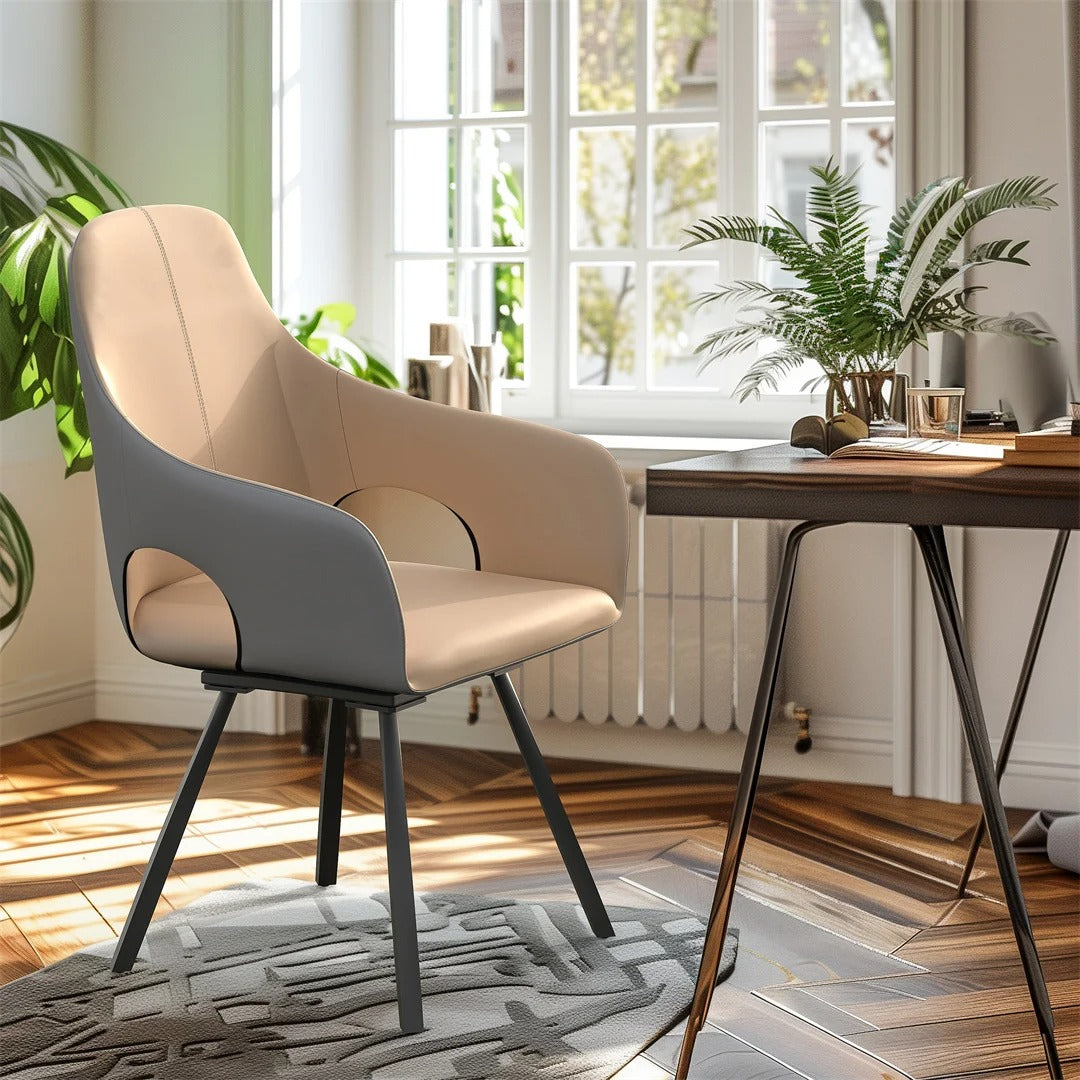360° Swivel Dining Chairs with Armrest (2pcs)
