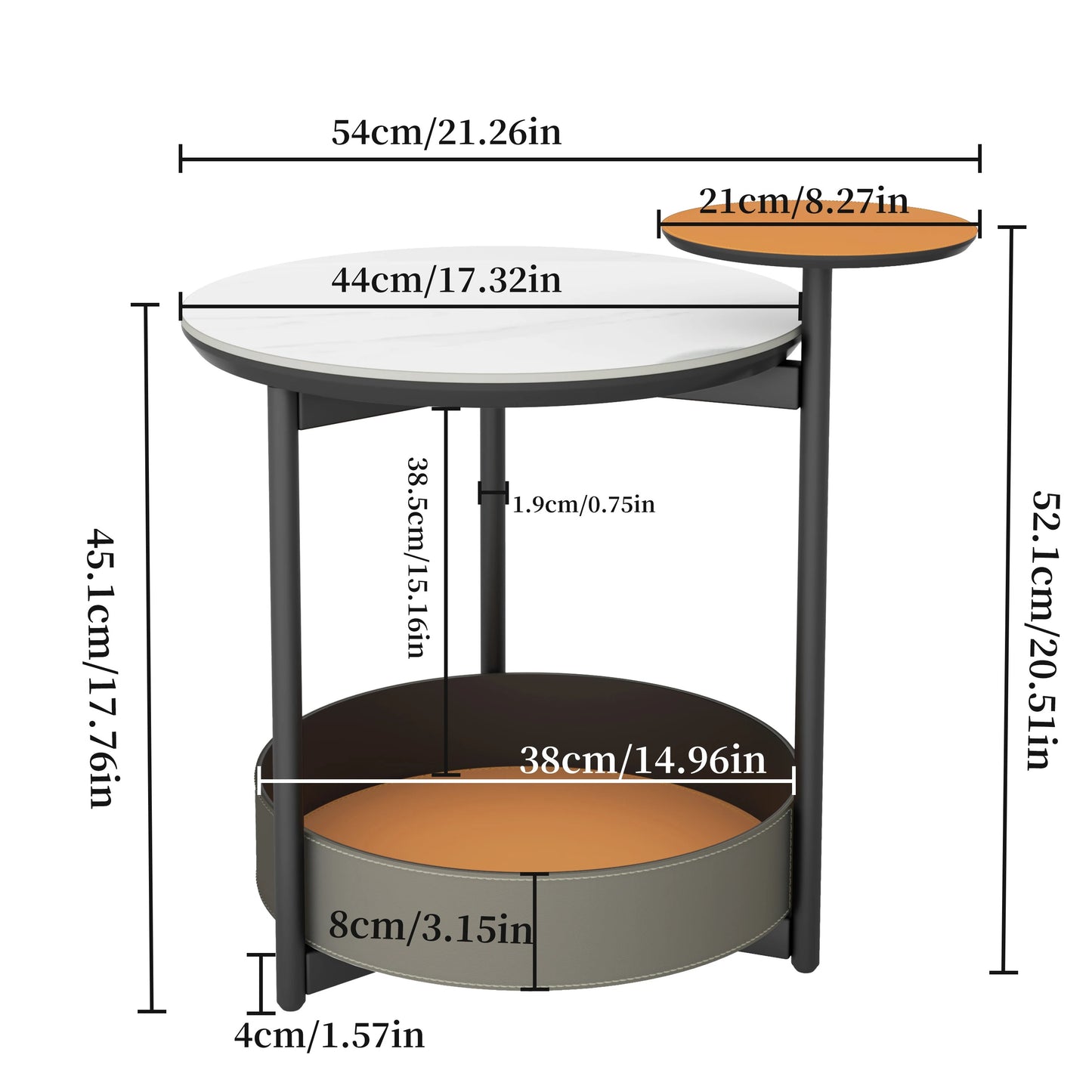 3-Tier Round Side End Table