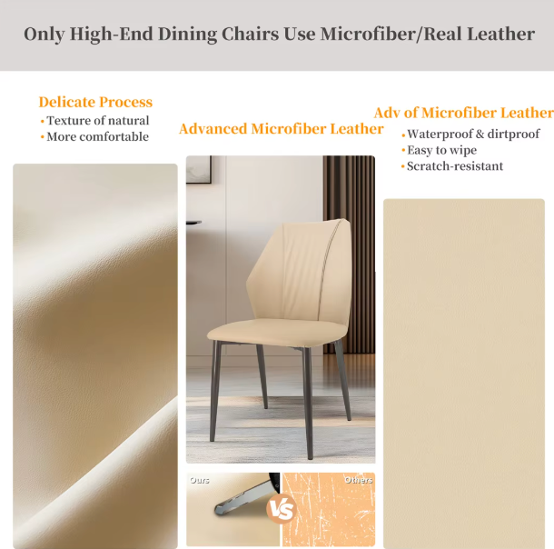 Elegant Dining Chairs Set of 2 Microfiber Leather Armless (2pcs)