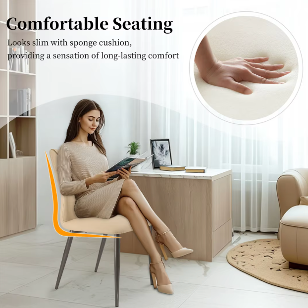 Elegant Dining Chairs Set of 2 Microfiber Leather Armless (2pcs)