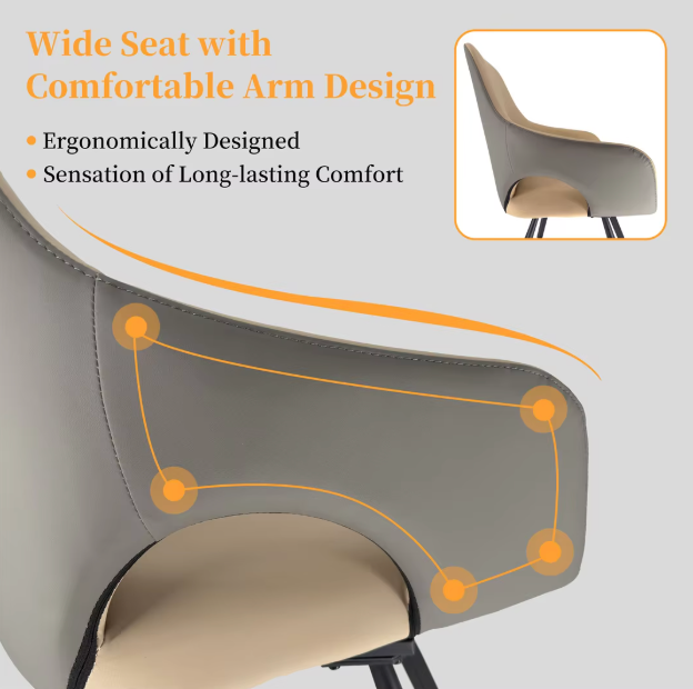 360° Swivel Dining Chairs with Armrest (2pcs)