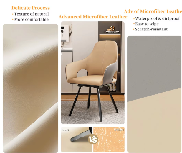 360° Swivel Dining Chairs with Armrest (2pcs)