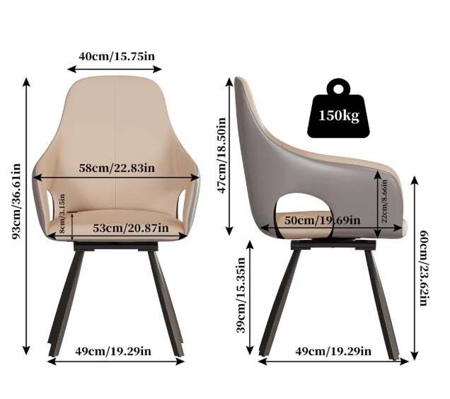 360° Swivel Dining Chairs with Armrest (2pcs)