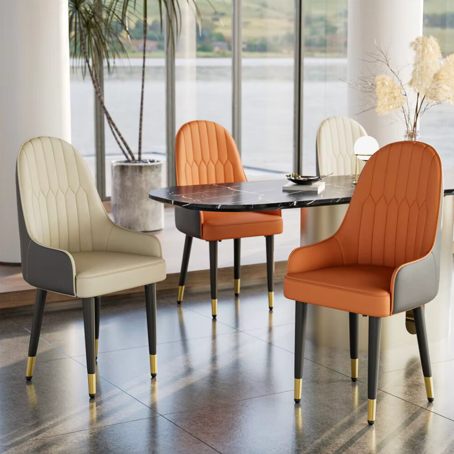 PU Leather Dining Chairs with Arms(2pcs)