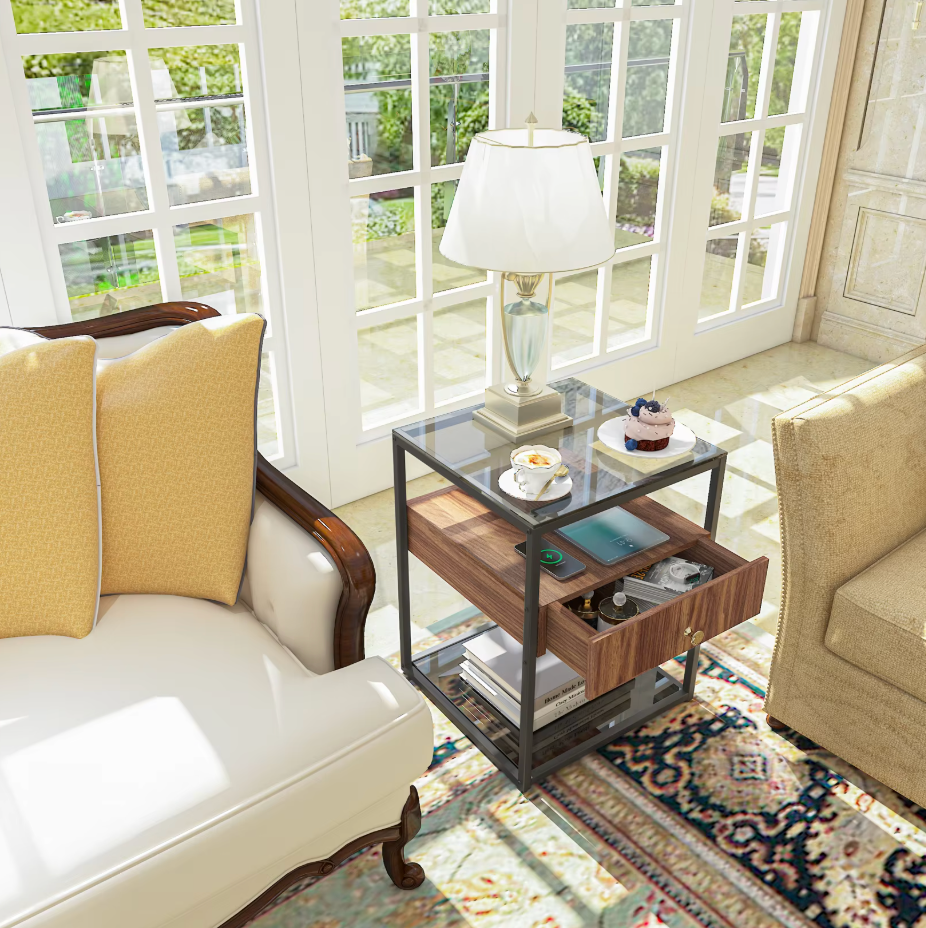 Tempered Glass Side Table(2pcs)