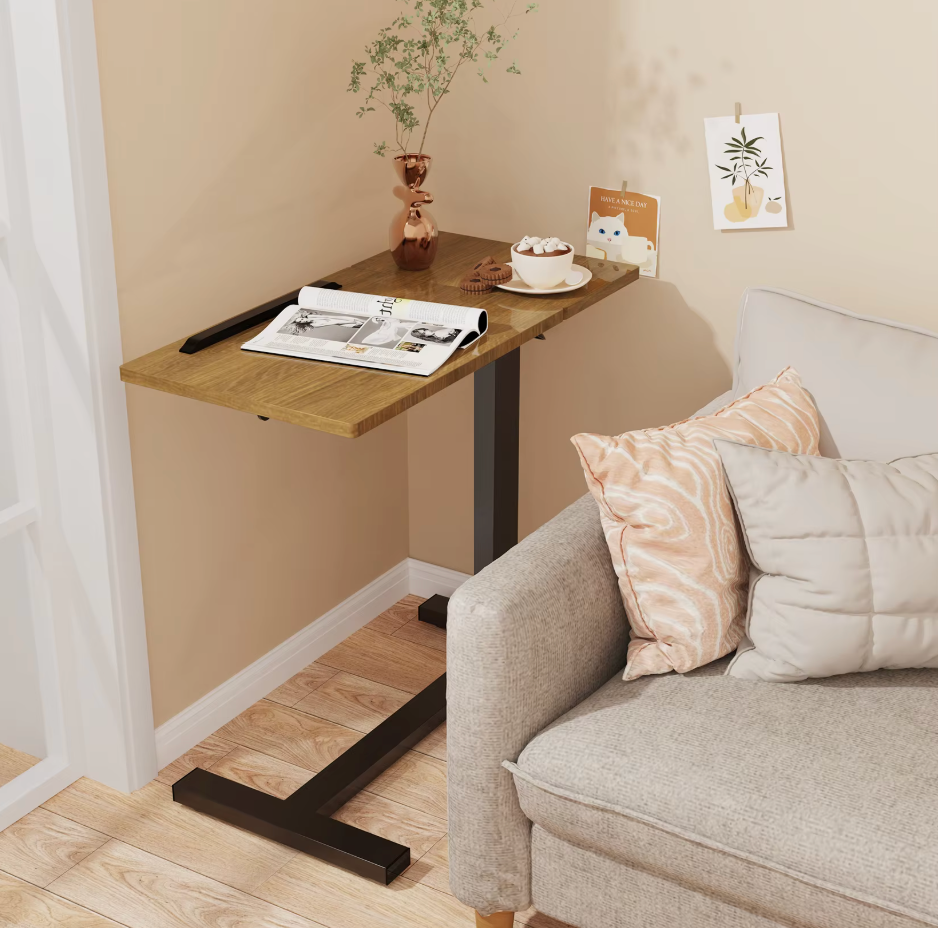Adjustable Mobile Over Bed Bedside Laptop Desk with Hidden Wheels Rolling Sofa Side Table