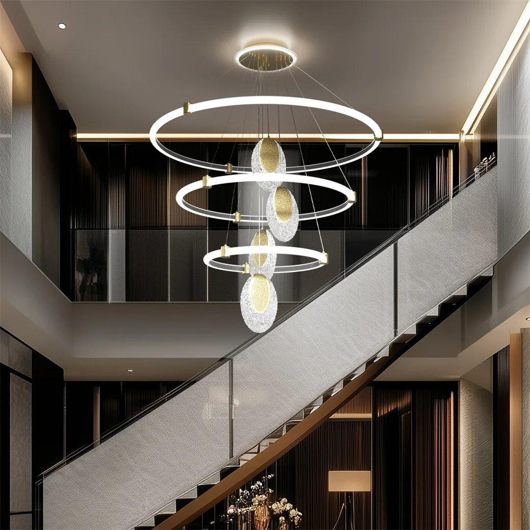 3-Layer Modern LED Ceiling Chandelier – Acrylic Water-Drop Pendant Light with 3-Colour Adjustable Lighting