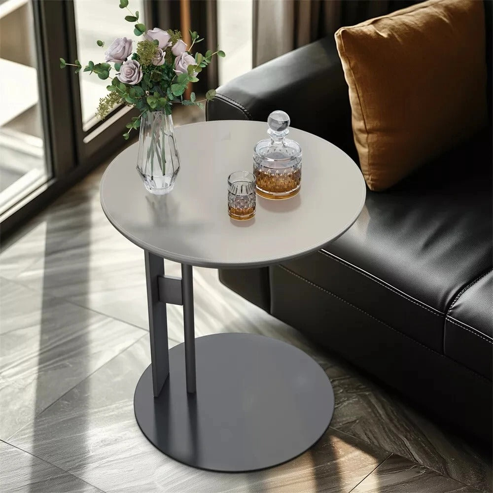 Modern Minimalist Colorblock Saddle Leather End Table Side Ta