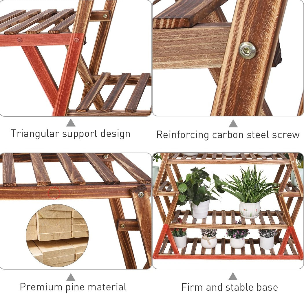 6 Tier Large Triangular Wood Plant Stand,Plant Corner Display