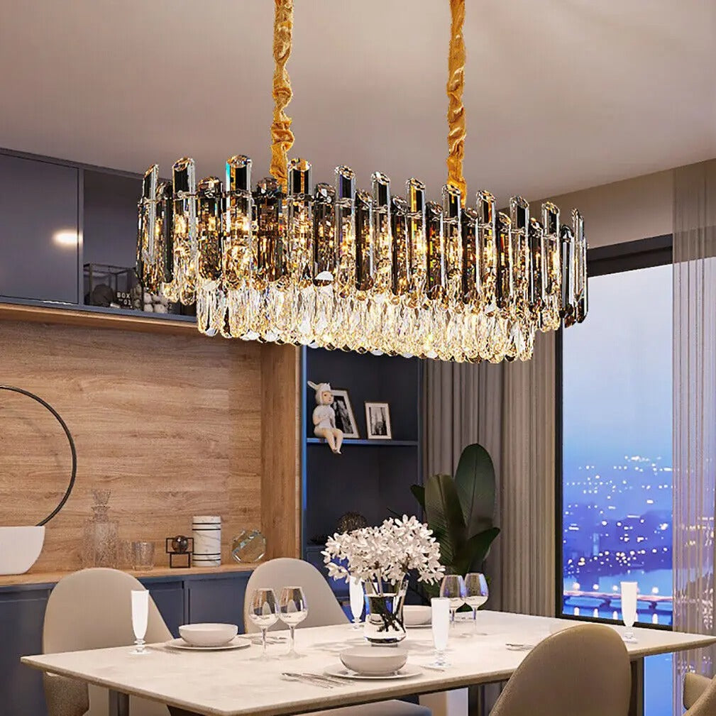 Luxury Crystal Chandelier with 3 Colour Adjustable Light – Modern Ceiling Lighting for Living Room & Kitchen, UK