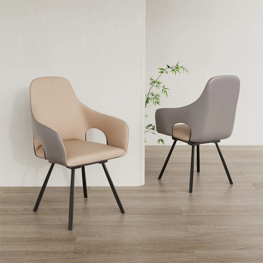 360° Swivel Dining Chairs with Armrest (2pcs)