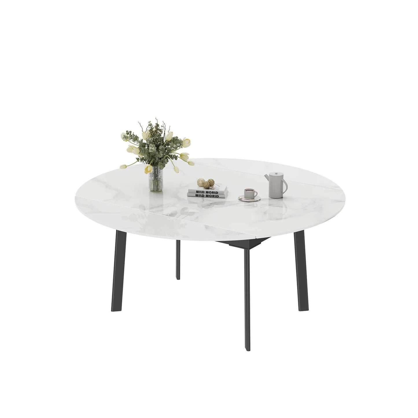 Retractable And Extendable Round Dining Table for 4-10 People