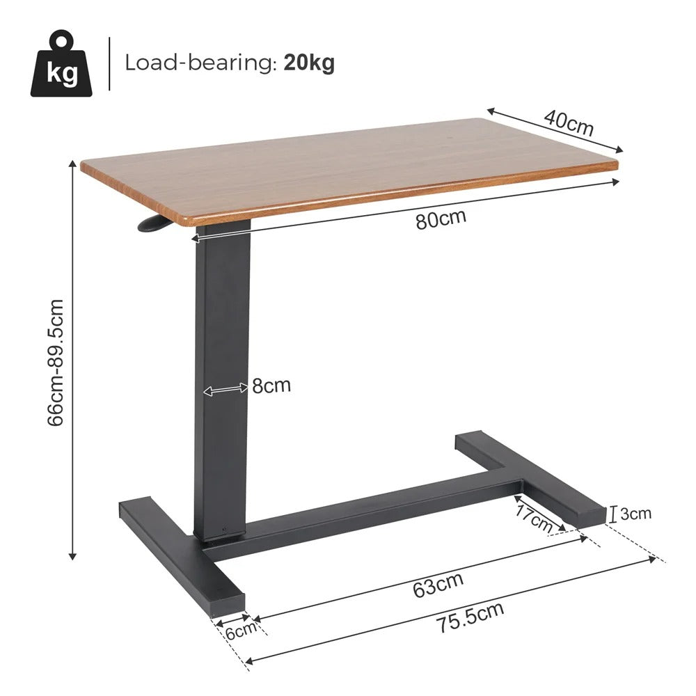 Adjustable Mobile Over Bed Bedside Laptop Desk with Hidden Wheels Rolling Sofa Side Table