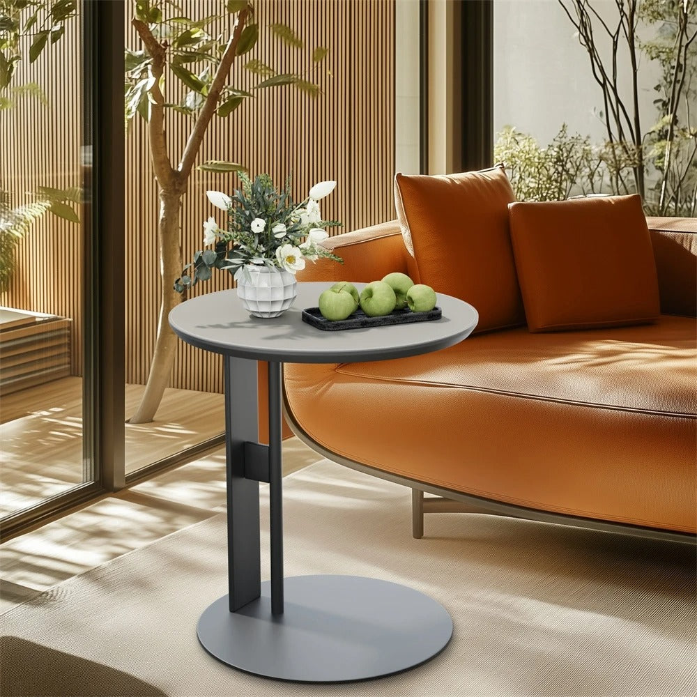 Modern Minimalist Colorblock Saddle Leather End Table Side Ta