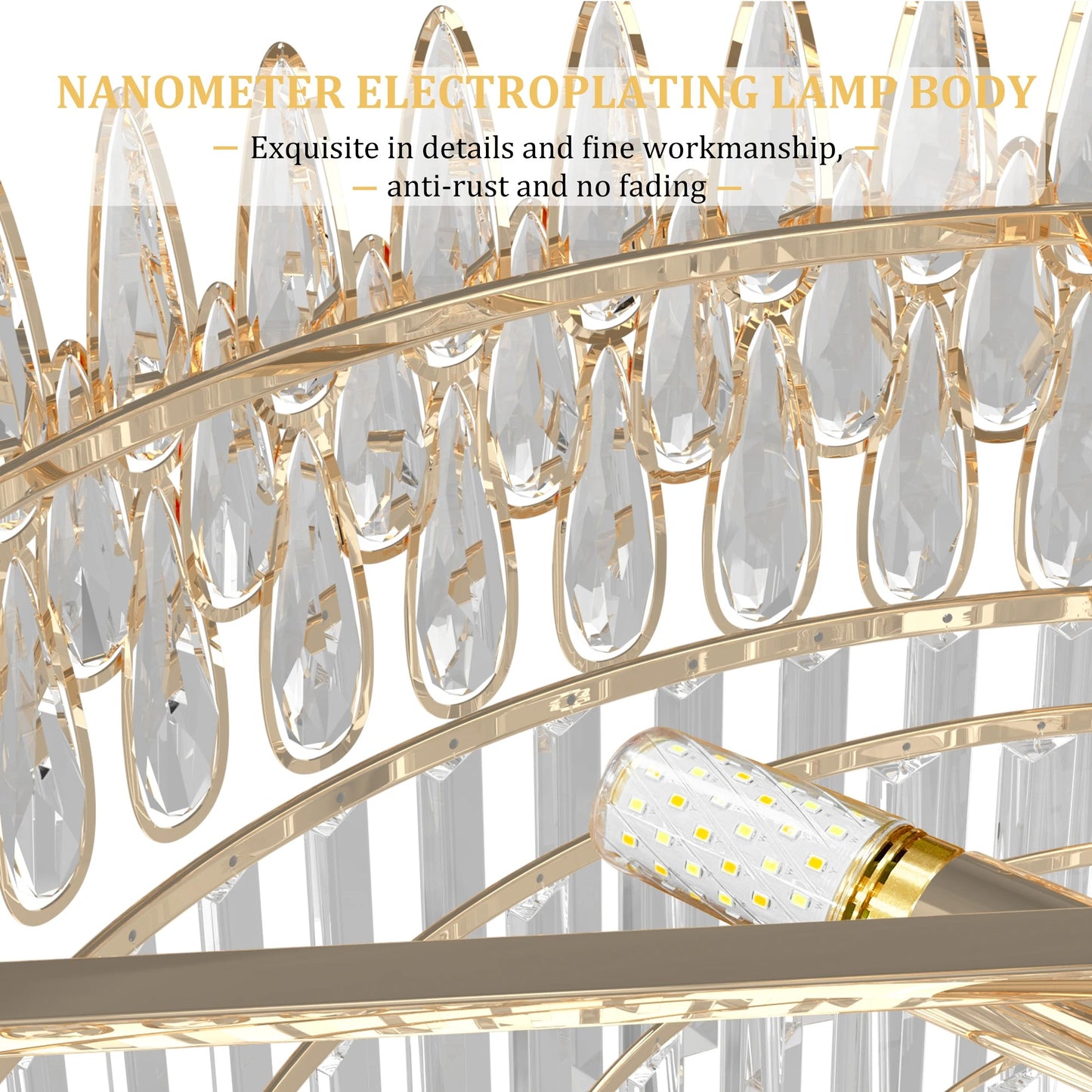 Luxury Crystal Pendant Chandelier – Artistic Ceiling Light Fixture with 3-Colour Adjustable Lighting