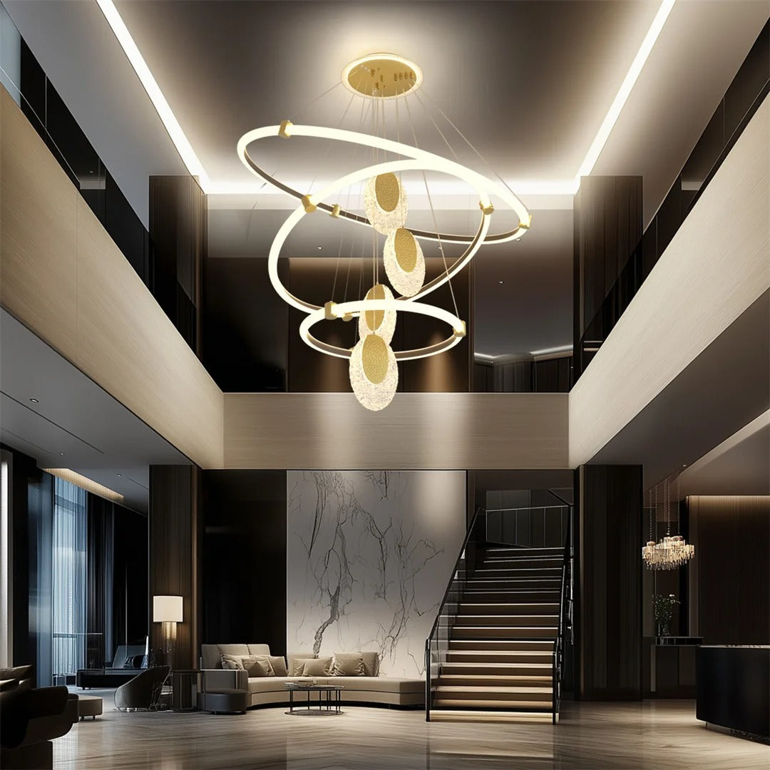 3-Layer Modern LED Ceiling Chandelier – Acrylic Water-Drop Pendant Light with 3-Colour Adjustable Lighting