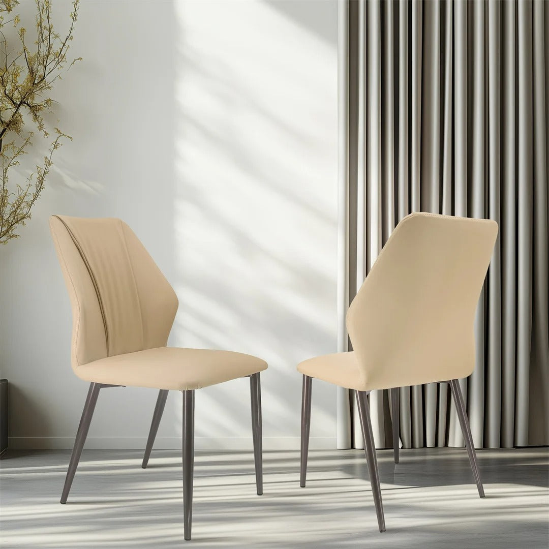 Elegant Dining Chairs Set of 2 Microfiber Leather Armless (2pcs)