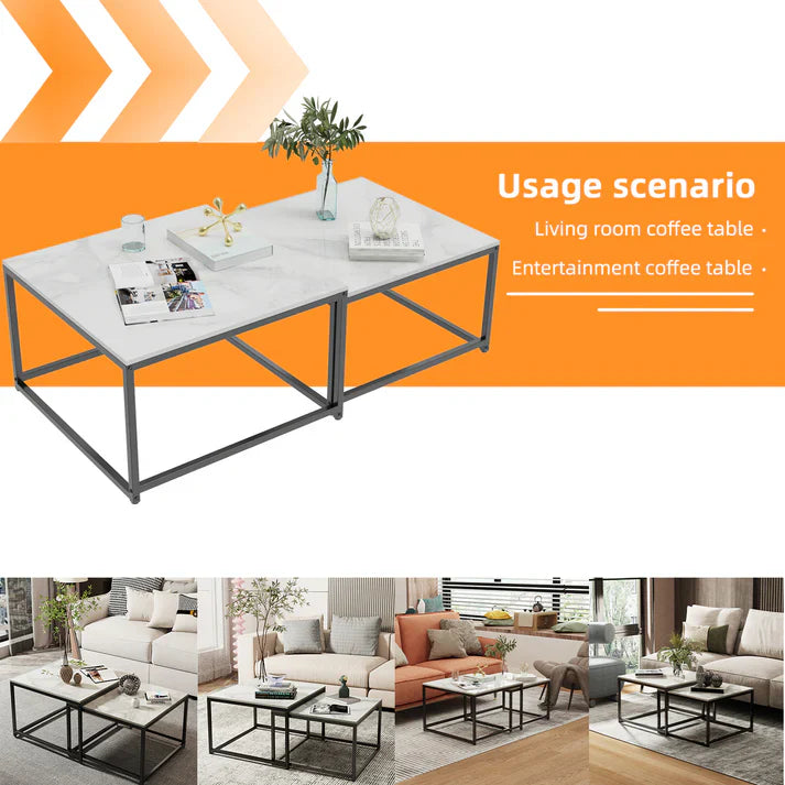 2PCS Texture Modern-Inspired Nesting Coffee Table Set