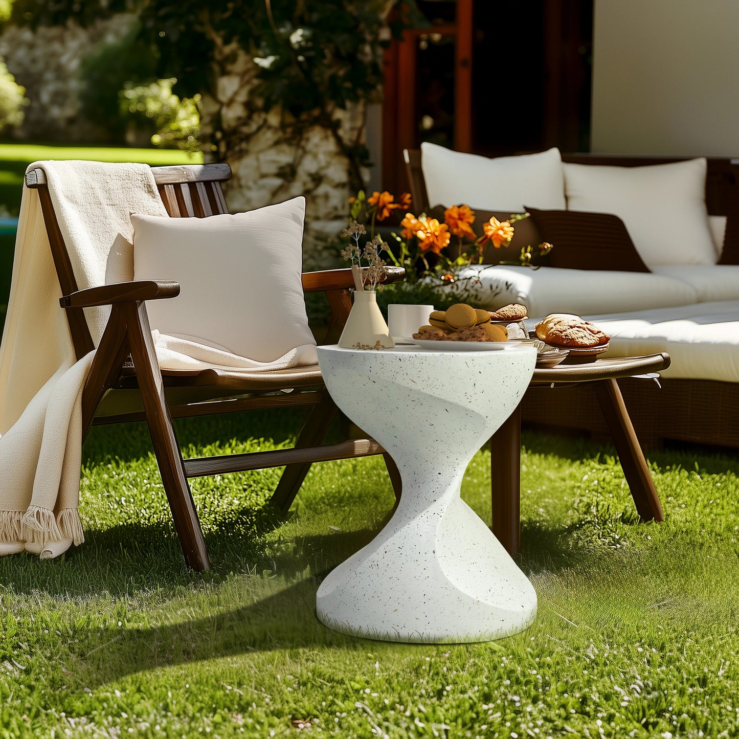 Mediterranean Style Lightweight Concrete Side Table
