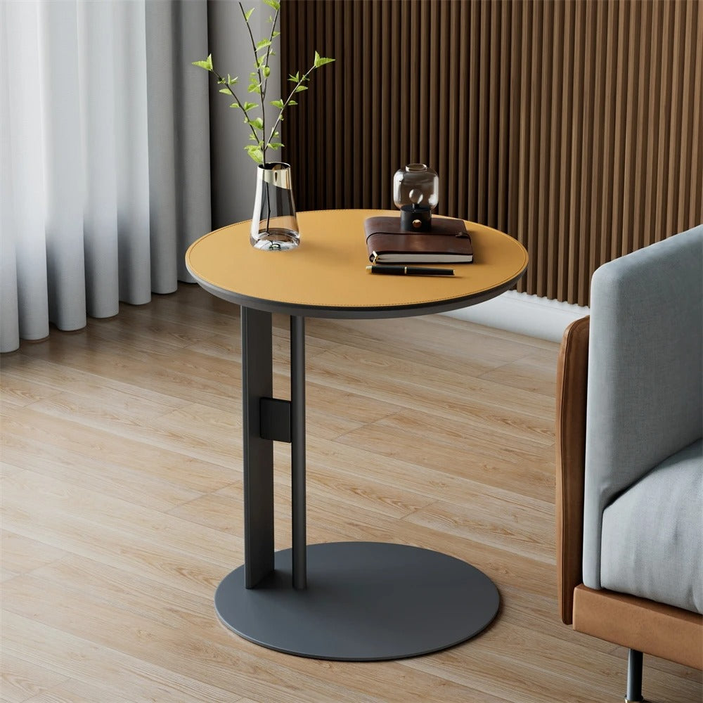 Modern Minimalist Colorblock Saddle Leather End Table Side Ta