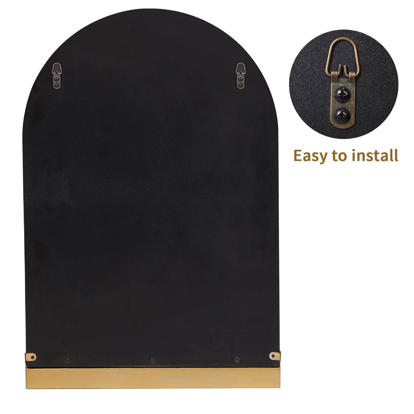 Modern Arched Wall Mirror with Shelf – 20x30" Gold Decorative Mirror for Entryway & Living Room