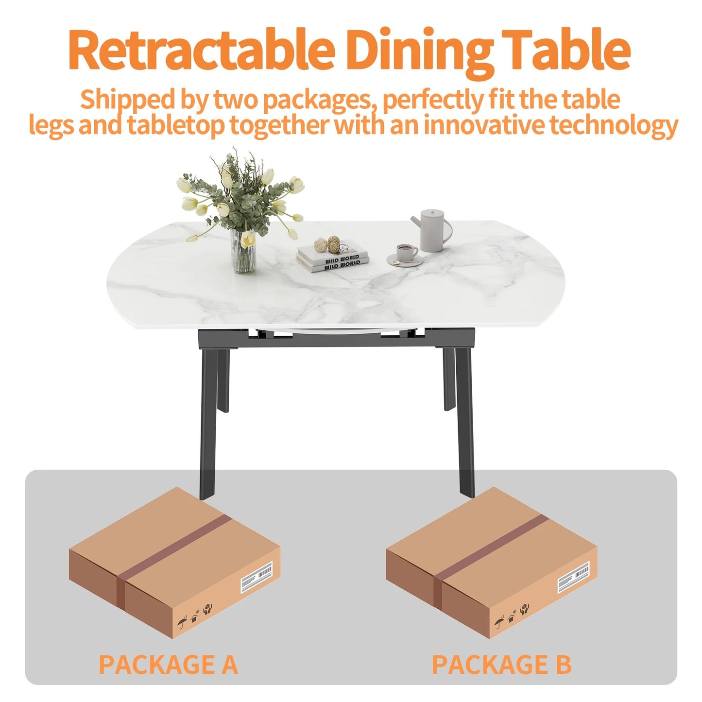 Retractable And Extendable Round Dining Table for 4-10 People