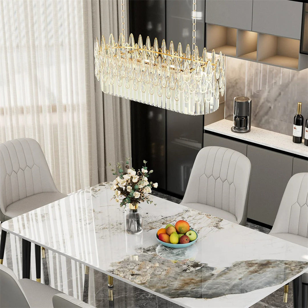 Modern Rectangular Crystal Raindrop Chandelier – Pendant Ceiling Light Fixture for Elegant Interiors