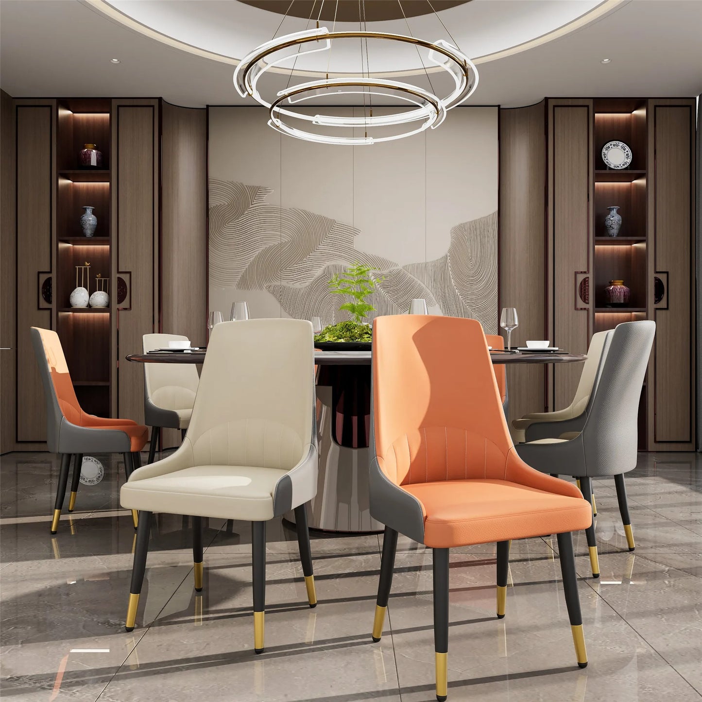 Faux Leather Dining Chairs Set of 2