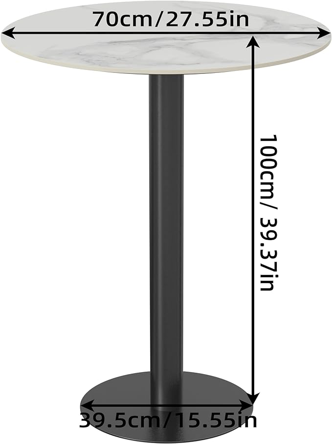 Round Sintered Stone Bar Table Diameter 70cm White Marble Circle Bars Tables Counter Height 100cm Cocktail Table