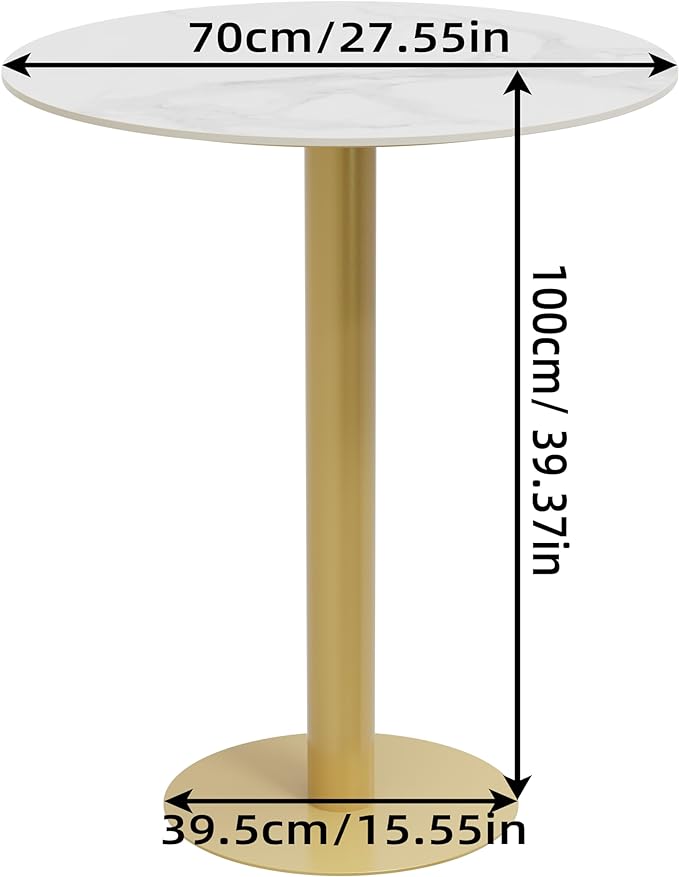 Round Sintered Stone Bar Table Diameter 70cm White Marble Circle Bars Tables Counter Height 100cm Cocktail Table