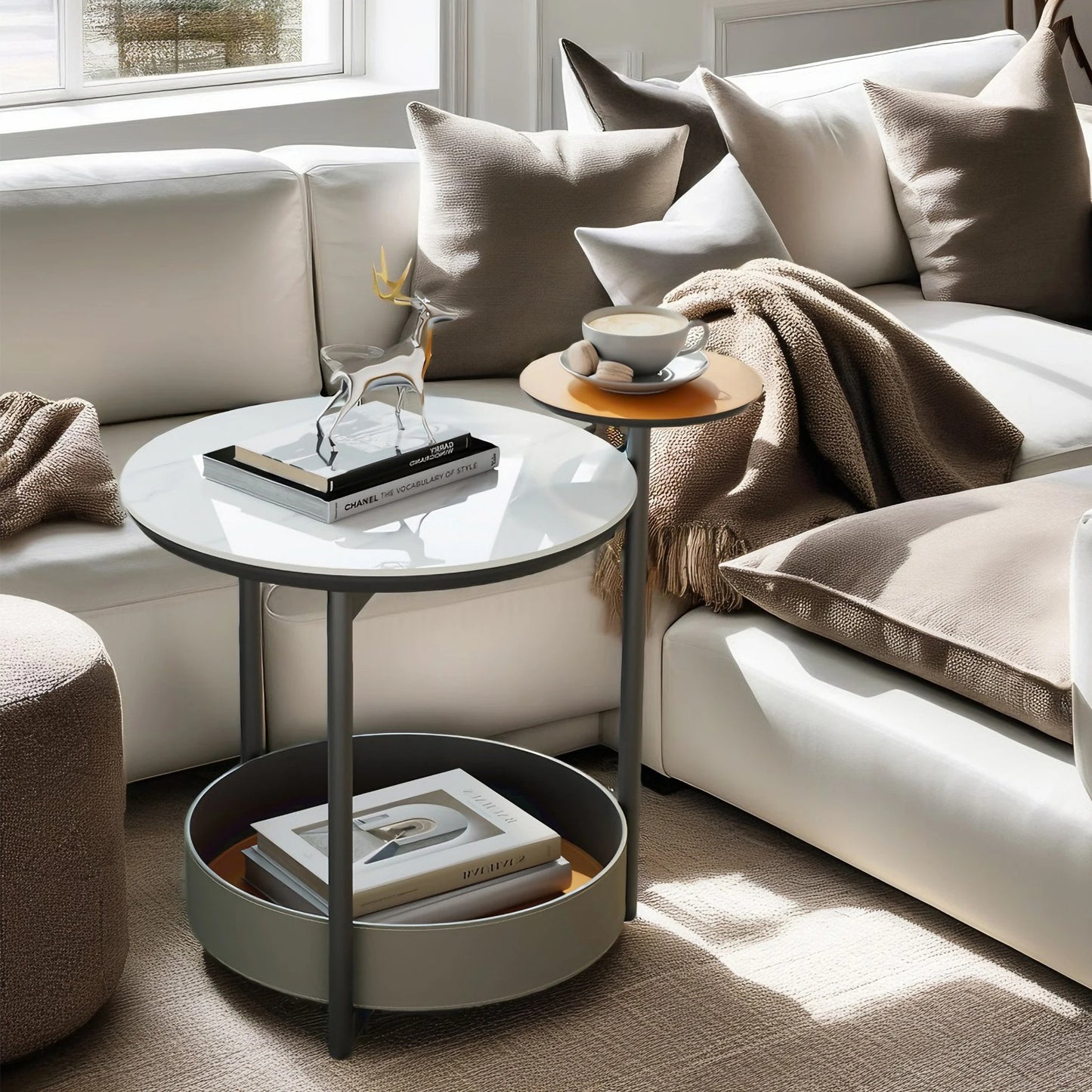 3-Tier Round Side End Table