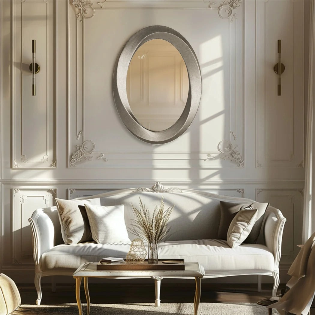 Antique Baroque Gold Oval Wall Mirror – Beveled Decorative Accent Mirror for Living Room, Bedroom & Entryway