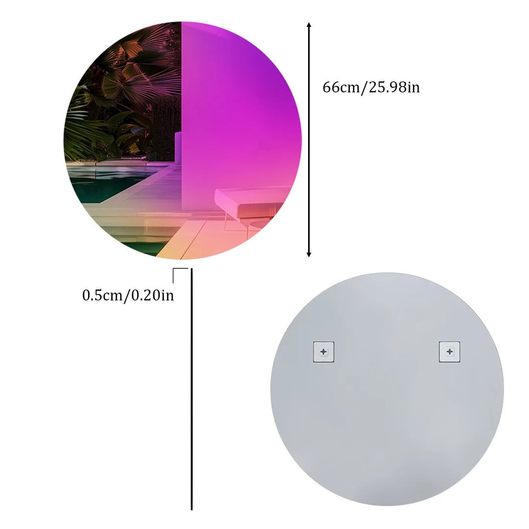 Rainbow Iridescent Round Wall Mirror – Decorative Glass Accent for Living Room, Entryway & Home