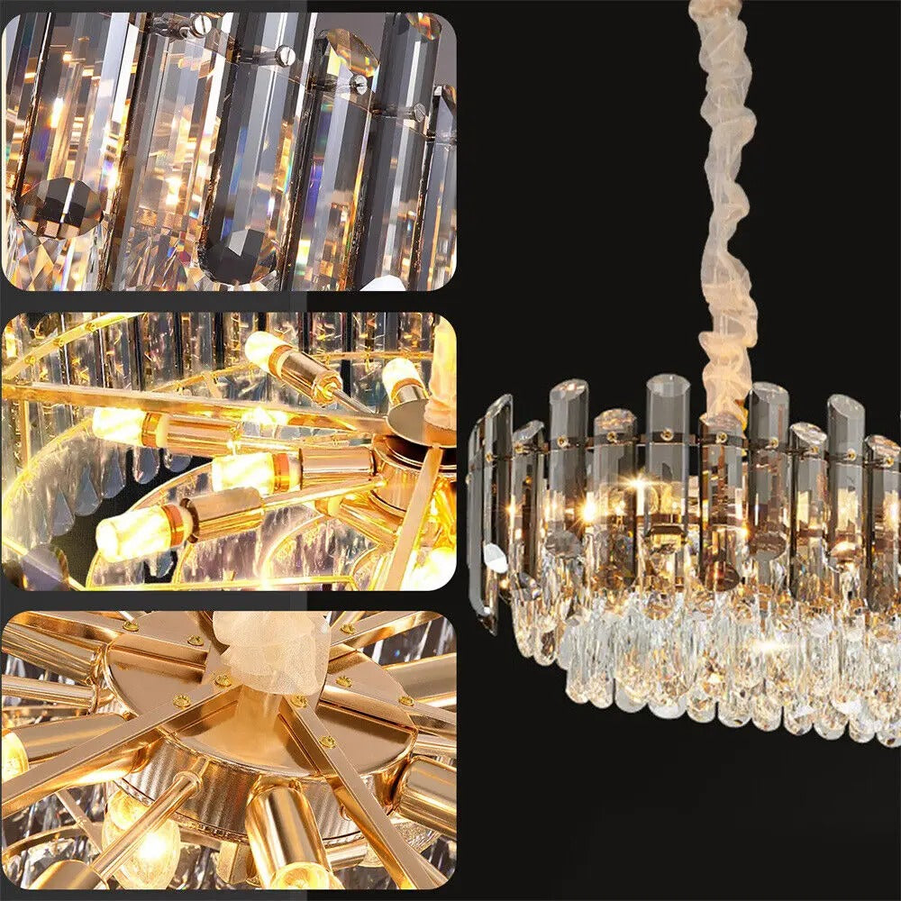 Luxury Crystal Chandelier with 3 Colour Adjustable Light – Modern Ceiling Lighting for Living Room & Kitchen, UK