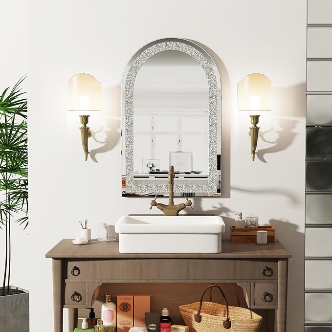 Large Silver Arched Mirror