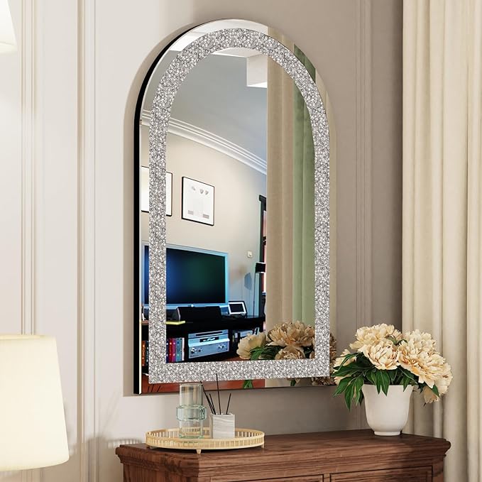 Large Silver Arched Mirror