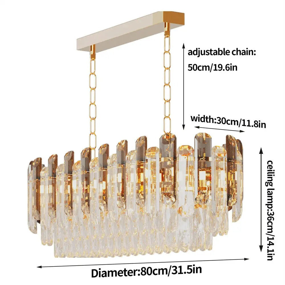 Luxury Crystal Chandelier with 3 Colour Adjustable Light – Modern Ceiling Lighting for Living Room & Kitchen, UK