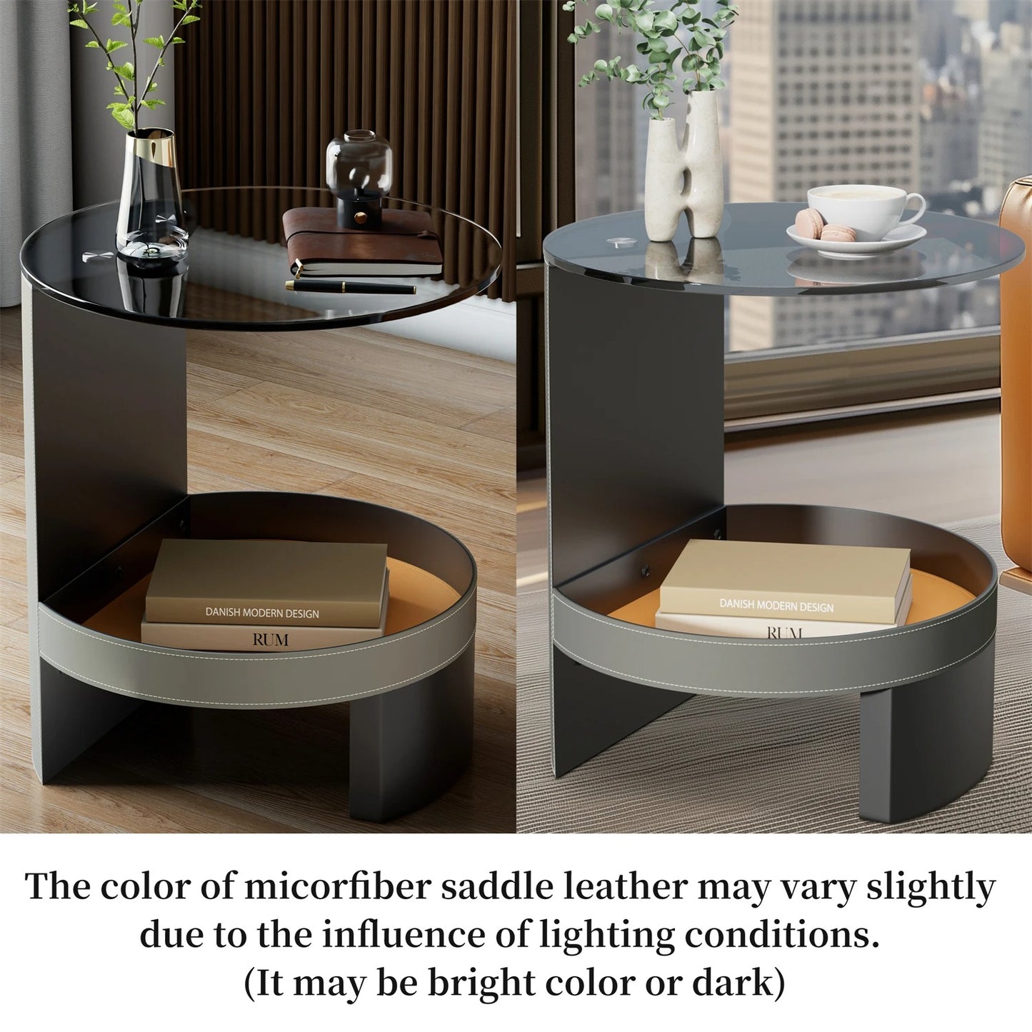 2-Tier Side End Table with Tempered Glass Top