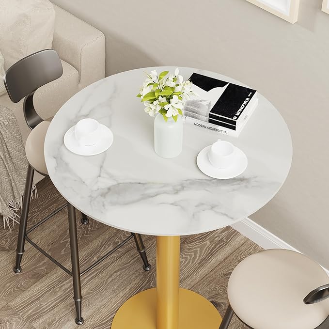 Round Sintered Stone Bar Table Diameter 70cm White Marble Circle Bars Tables Counter Height 100cm Cocktail Table