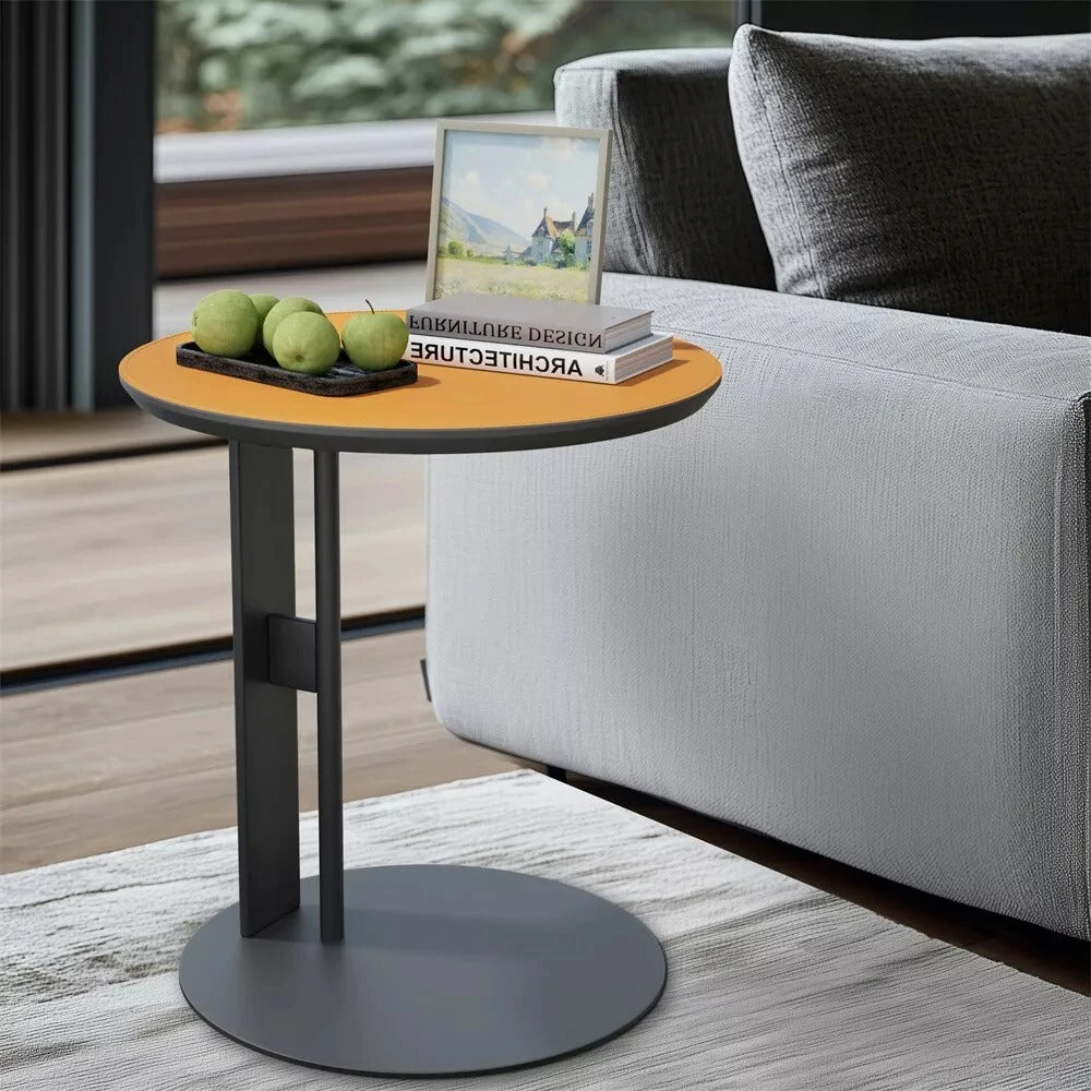 Modern Minimalist Colorblock Saddle Leather End Table Side Ta
