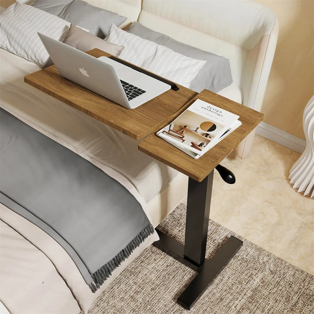 Adjustable Mobile Over Bed Bedside Laptop Desk with Hidden Wheels Rolling Sofa Side Table