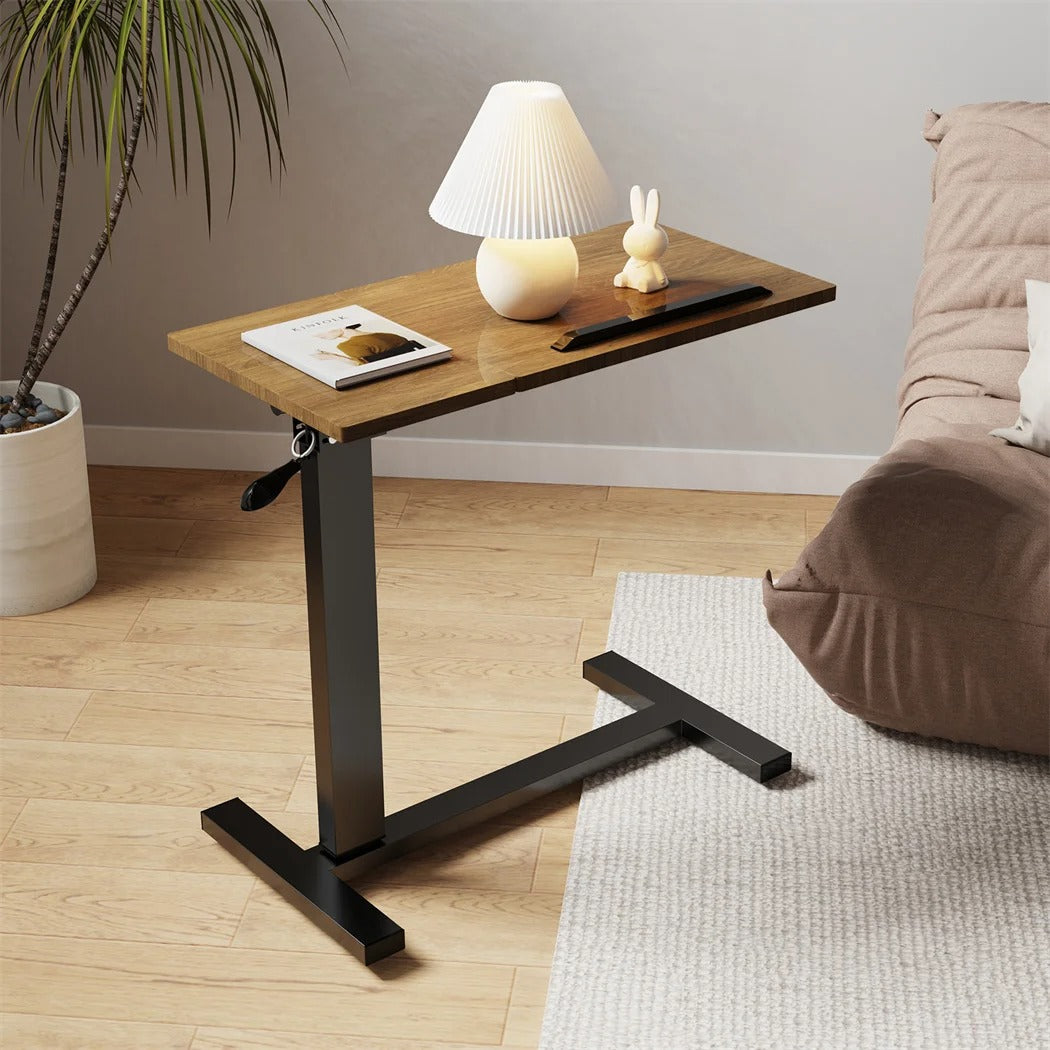 Adjustable Mobile Over Bed Bedside Laptop Desk with Hidden Wheels Rolling Sofa Side Table
