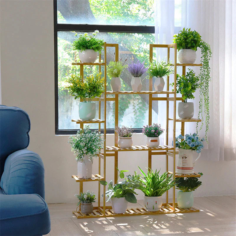 9-Tier Bamboo Plant Stand