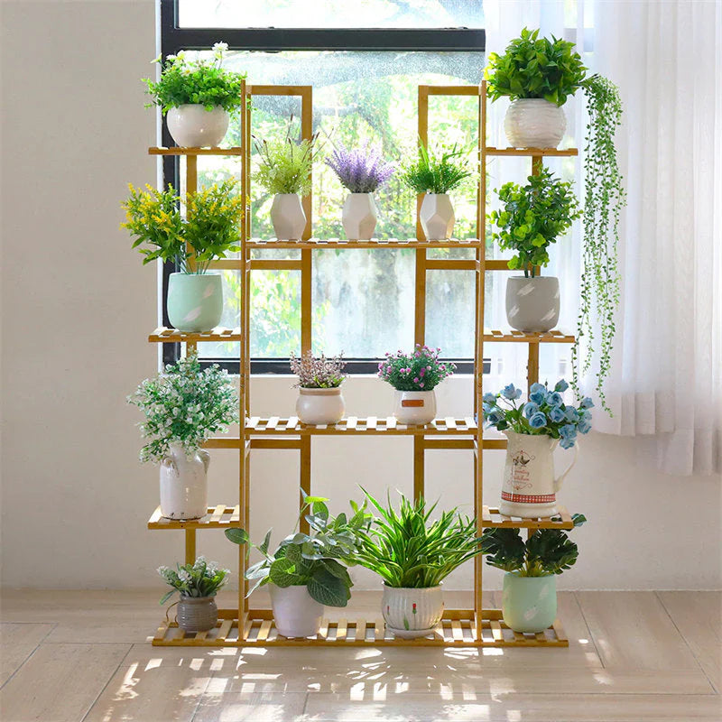 indoor plant stands uk 9-Tier Bamboo Plant Stand | 9-Tier Plant Stand