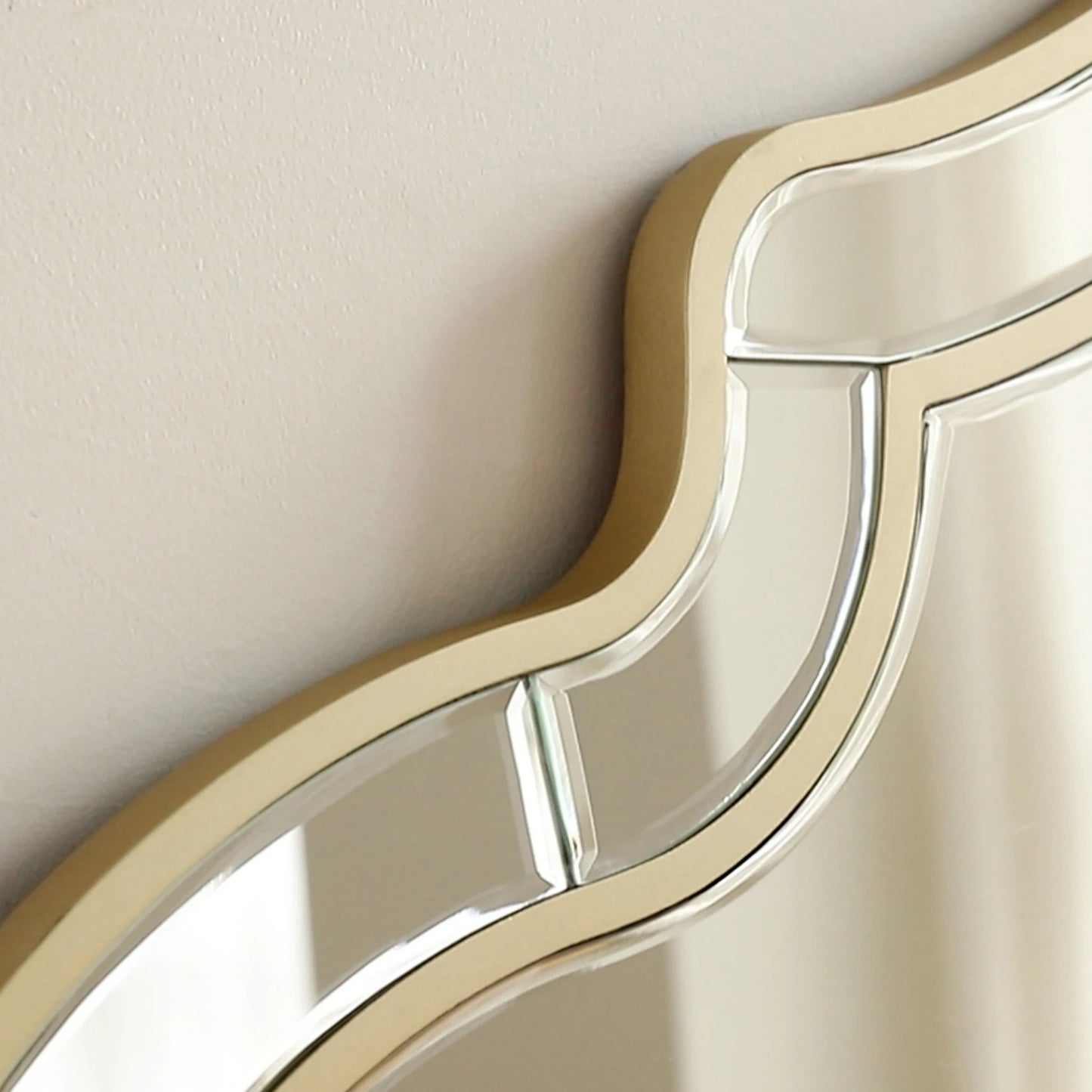 Large Gold Wall Mirror with Glass Frame – Modern Accent Mirror with Golden Rim for Living Room & Hallway Decor